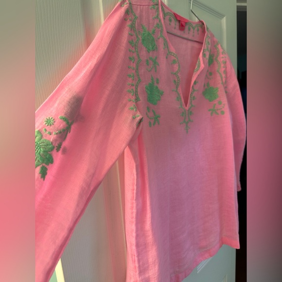 Lilly Pulitzer Pink Tunic with Green Embroidery - Picture 5 of 5